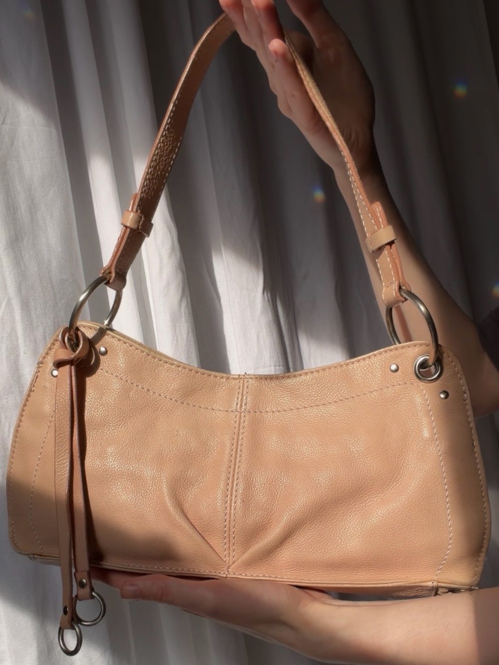 🩶Vintage // Beige Leather Shoulder Bag🩶